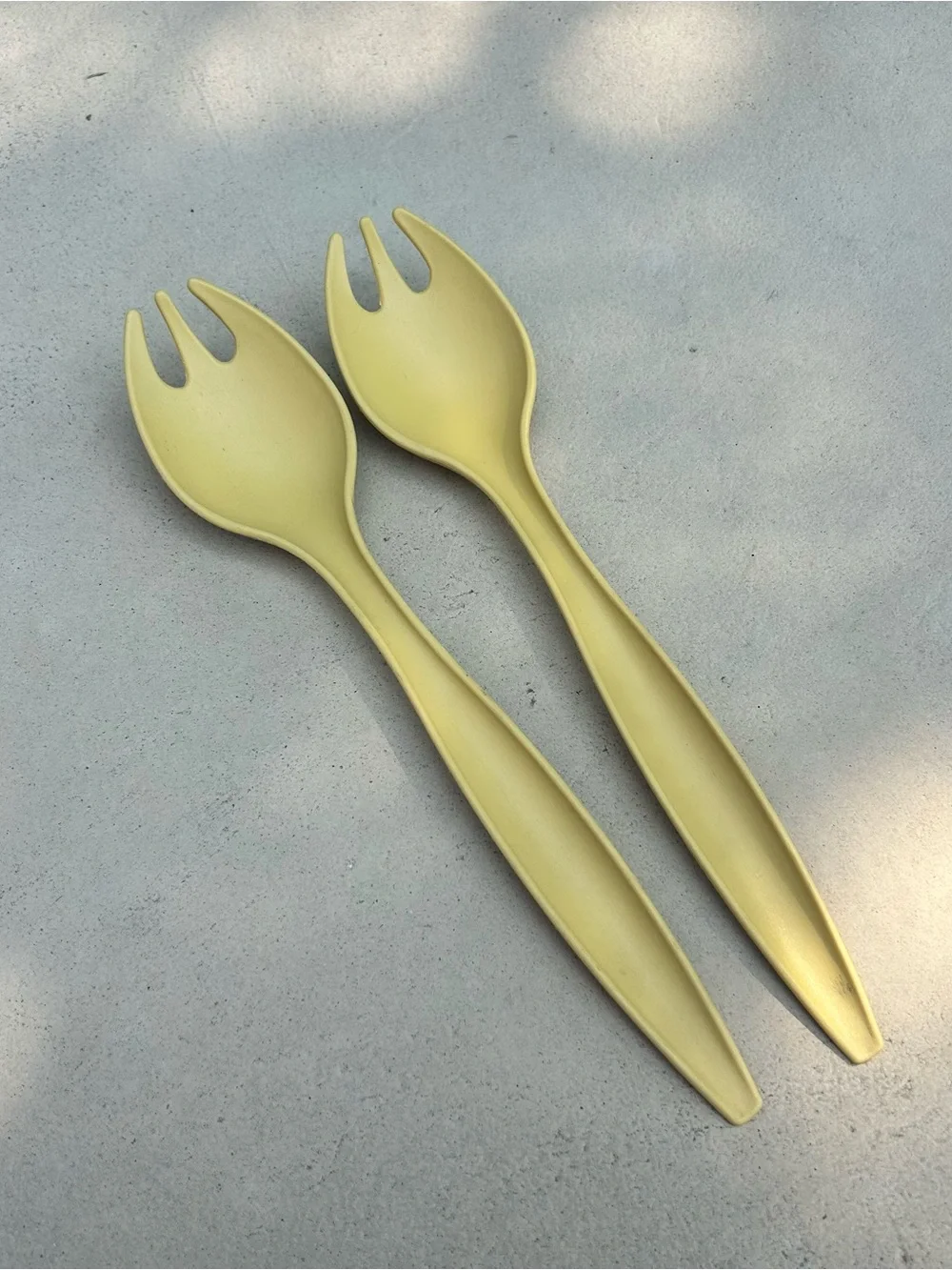 Set of 2 Vintage Tupperware Yellow Salad Forks